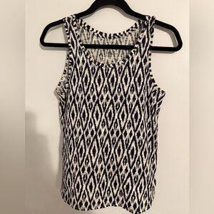Banana Republic Navy and Cream Geometric Tank Top